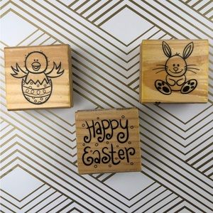 Lot Of 3 Craft Smart Easter Stamps - Bunny, Chick In Egg & Happy Easter 🐣🐰